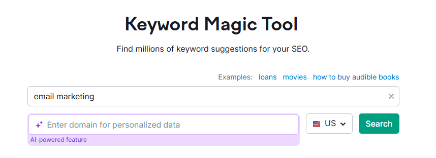 Semrush Keword Magic tool