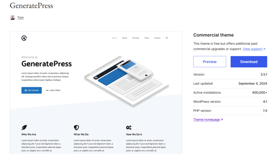 generatepress blog theme