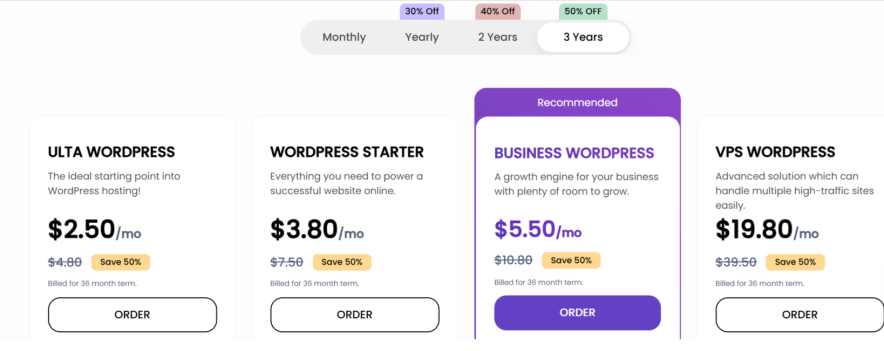 Step 1 Visit Ultahost Website and choose a plan