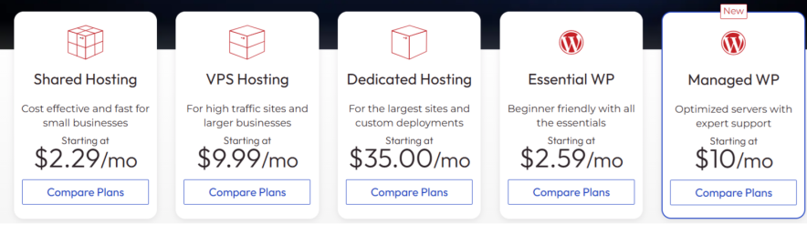 Step 2 browse inmotion hosting discounted plans