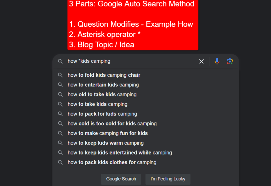 finding blog ideas using google auto search method